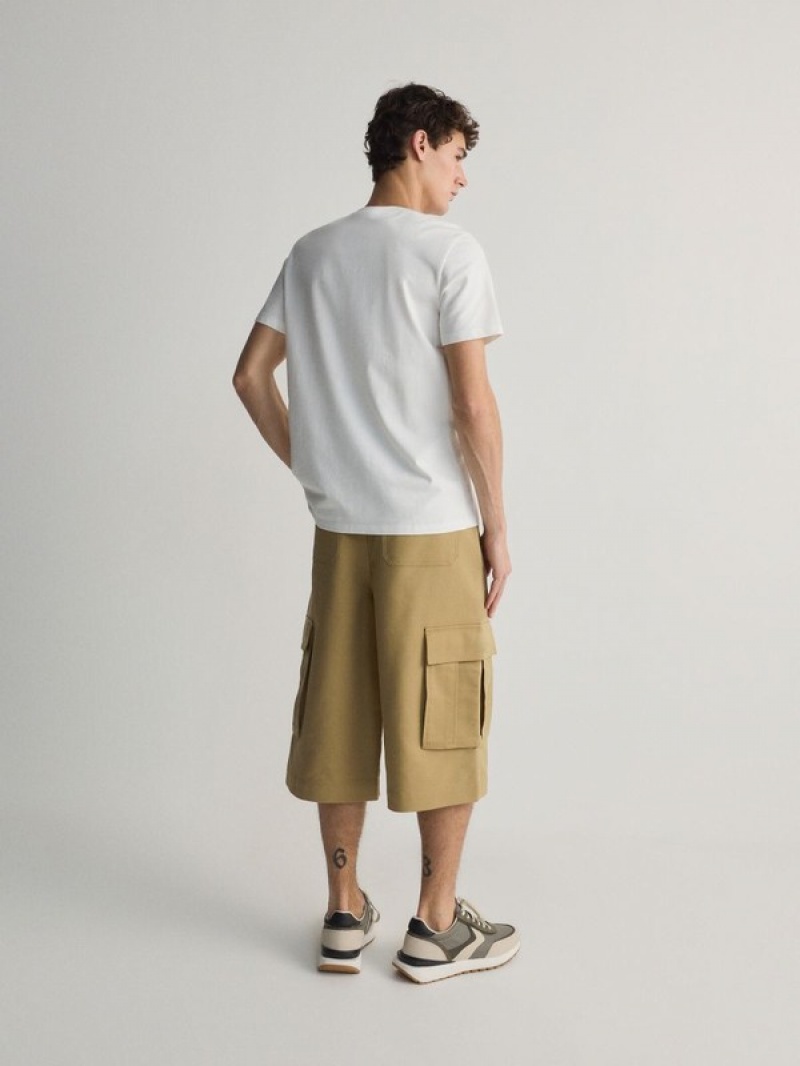 Cream Reserved Wide Leg Men's Shorts | BNRH-18793