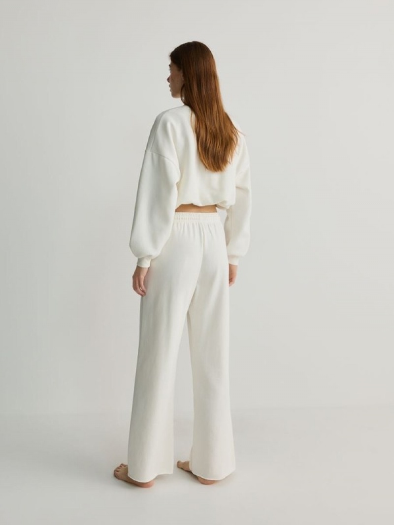 Cream Reserved Wide Leg Women's Trousers | COLA-32609