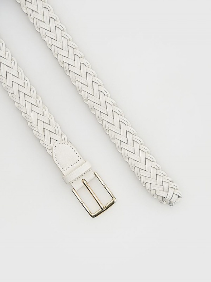 Cream Reserved Wovenbuckle Women's Belts | ULAW-64298