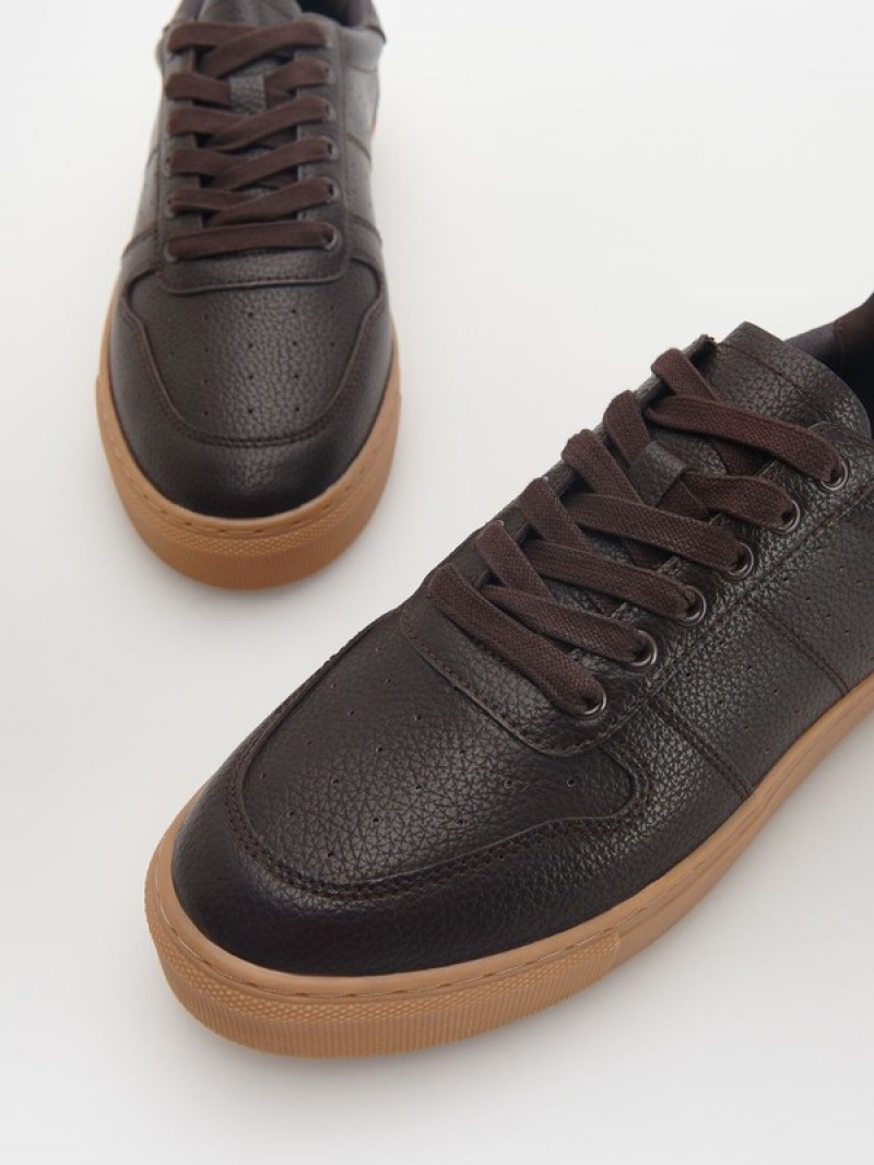 Dark Brown Reserved Leather Rich Men's Shoes | WSGA-19238