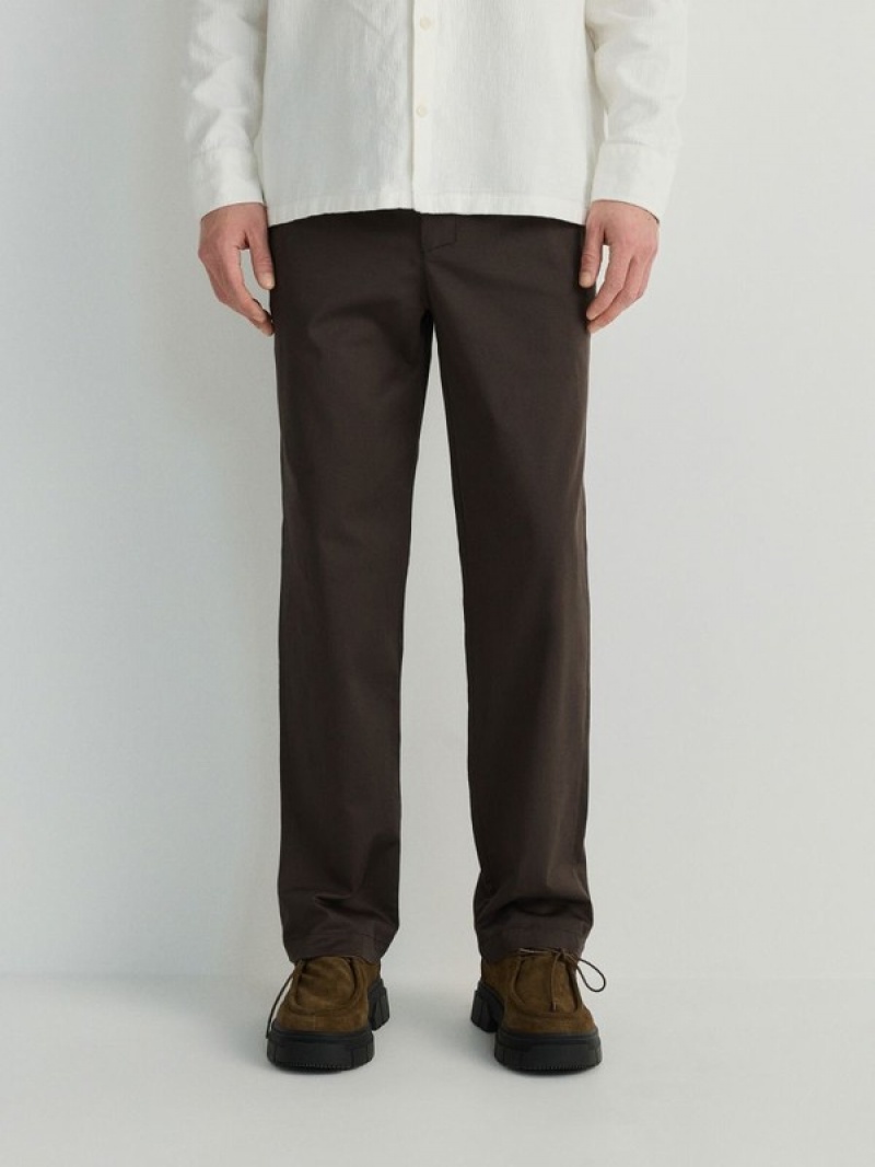 Dark Brown Reserved Regular Fit Chino Men's Trousers | STQP-08614