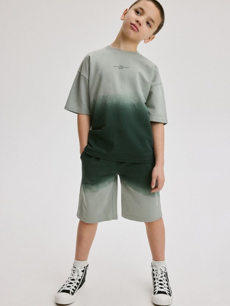 Dark Green Reserved Cotton Rich Set Boys' T-shirts | WOTF-45168