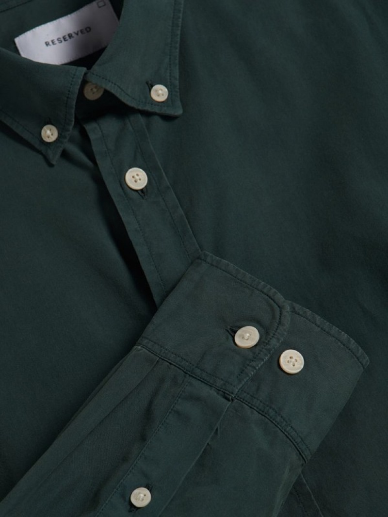 Dark Green Reserved Regular Fit Men's Shirts | UTRZ-67091