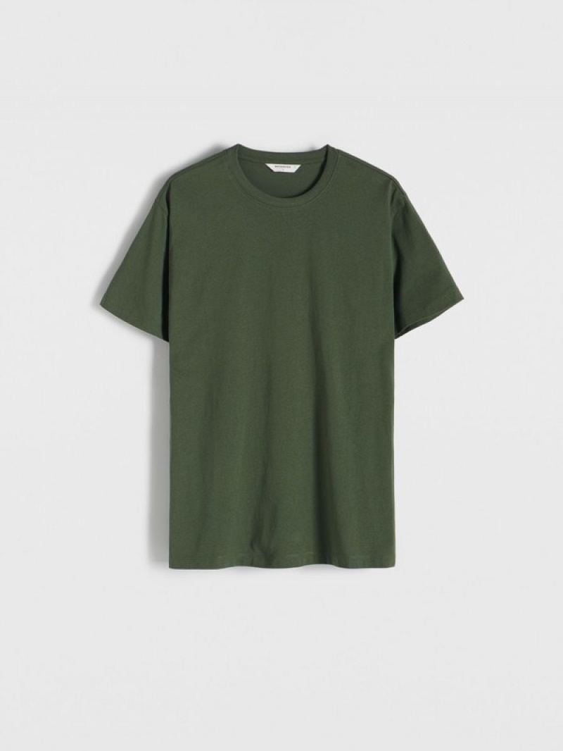 Dark Green Reserved Regular Fit Men's T-shirts | KNXR-67198