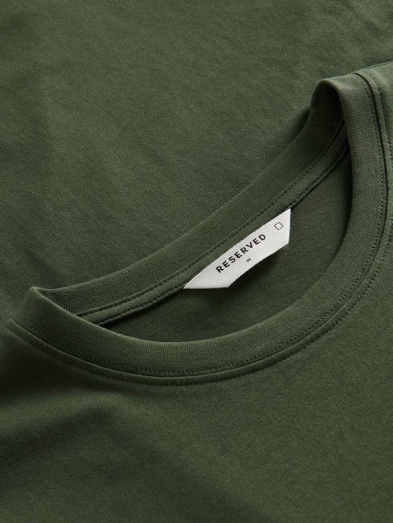 Dark Green Reserved Regular Fit Men's T-shirts | KNXR-67198