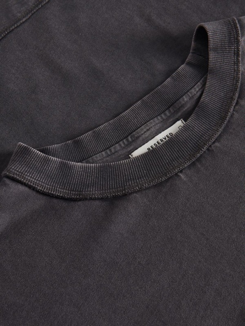 Dark Grey Reserved Boxy Men's T-shirts | JLYZ-69815