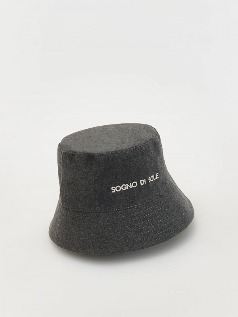 Dark Grey Reserved Bucket Women's Hats | MZHY-90267