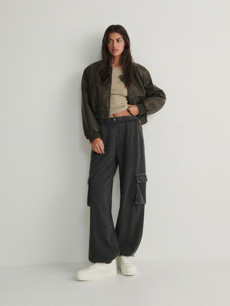 Dark Grey Reserved Cargo Women's Trousers | TYIR-19056