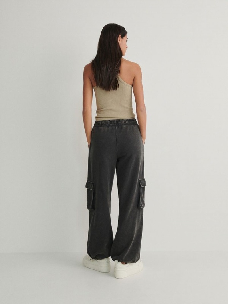 Dark Grey Reserved Cargo Women's Trousers | TYIR-19056