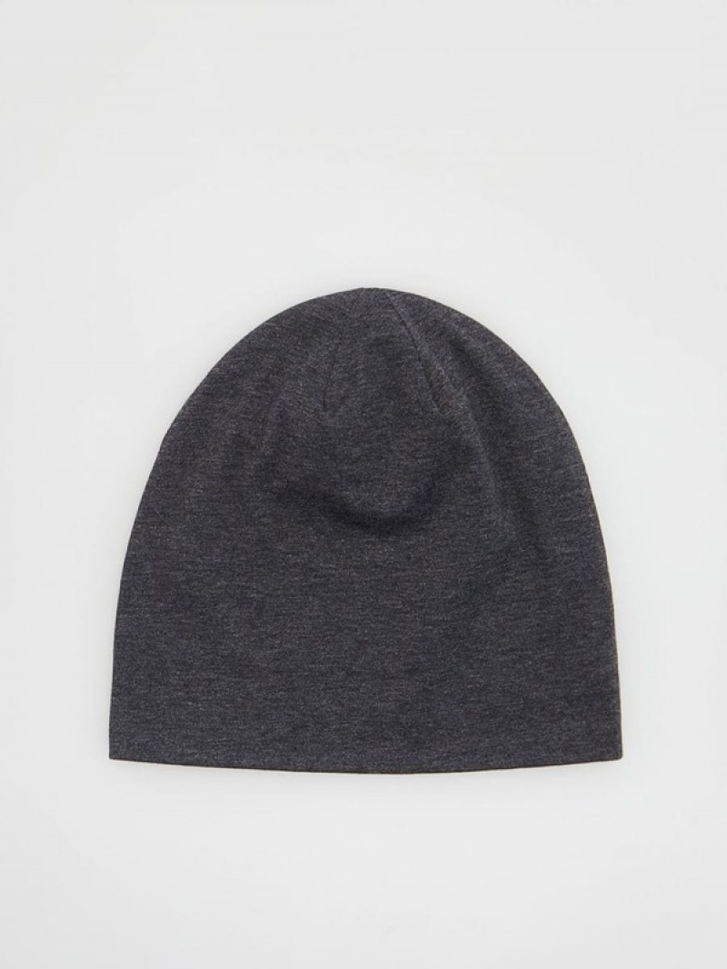 Dark Grey Reserved Check Men\'s Beanie | XCKZ-61082