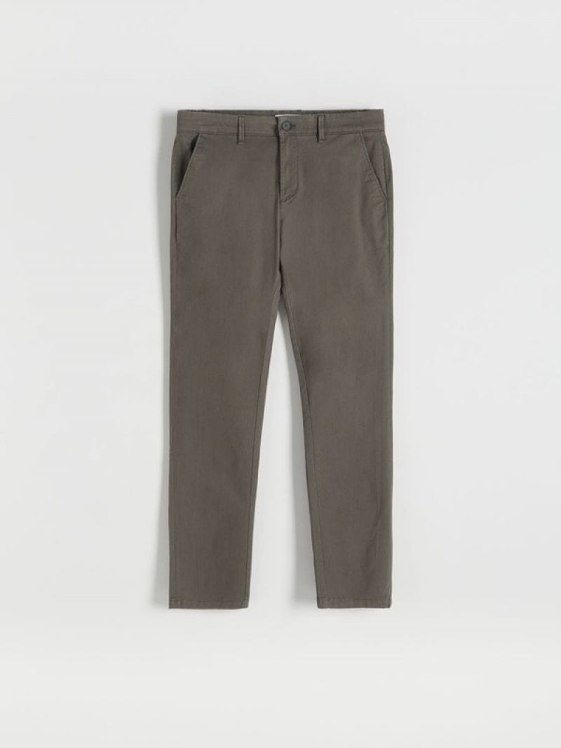 Dark Grey Reserved Chino Slim Fit Men's Trousers | ZBLT-41075