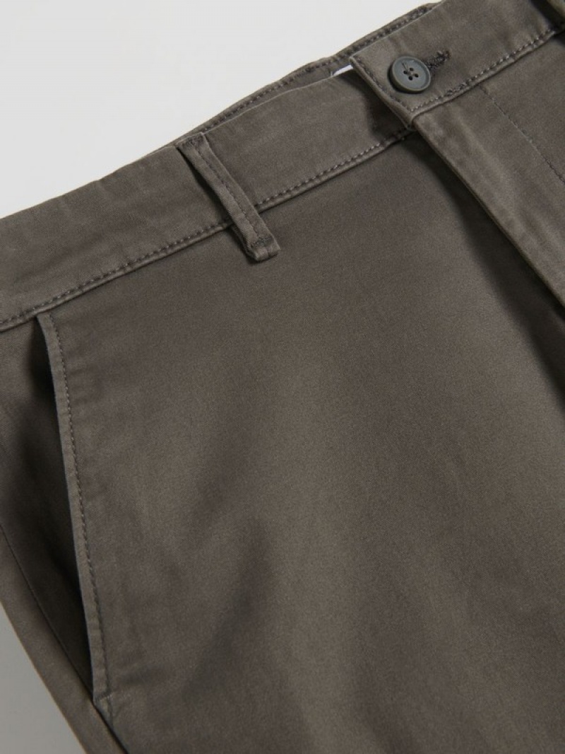 Dark Grey Reserved Chino Slim Fit Men's Trousers | ZBLT-41075