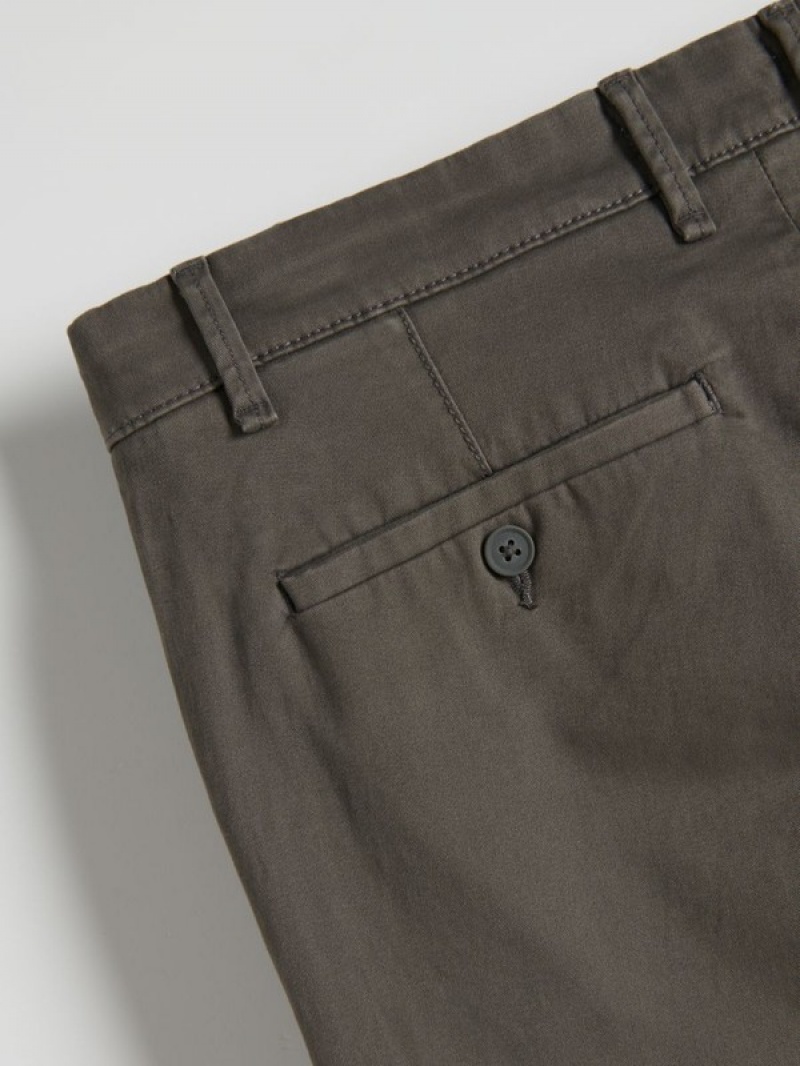 Dark Grey Reserved Chino Slim Fit Men's Trousers | ZBLT-41075