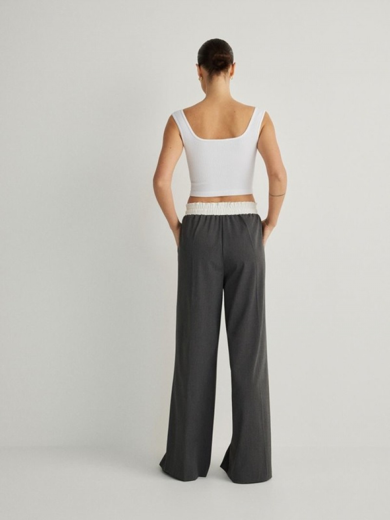 Dark Grey Reserved Contrast Insert Women's Trousers | YCJX-60352