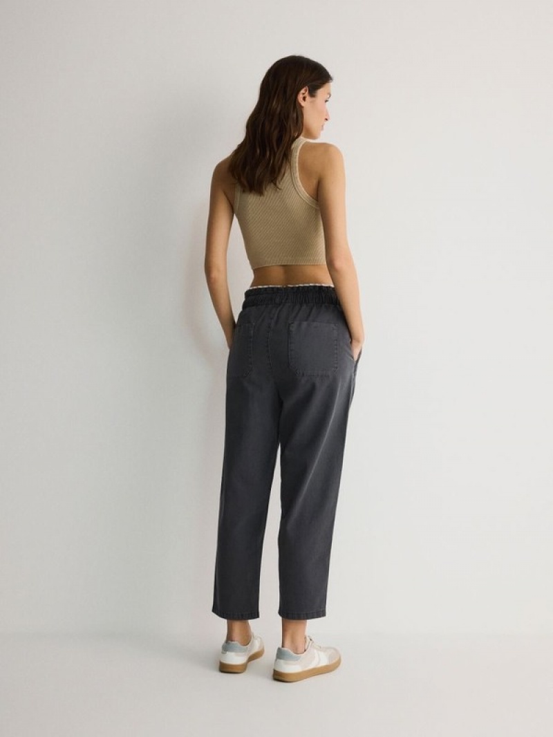 Dark Grey Reserved Cotton Joggers Women's Trousers | ZCDS-97148