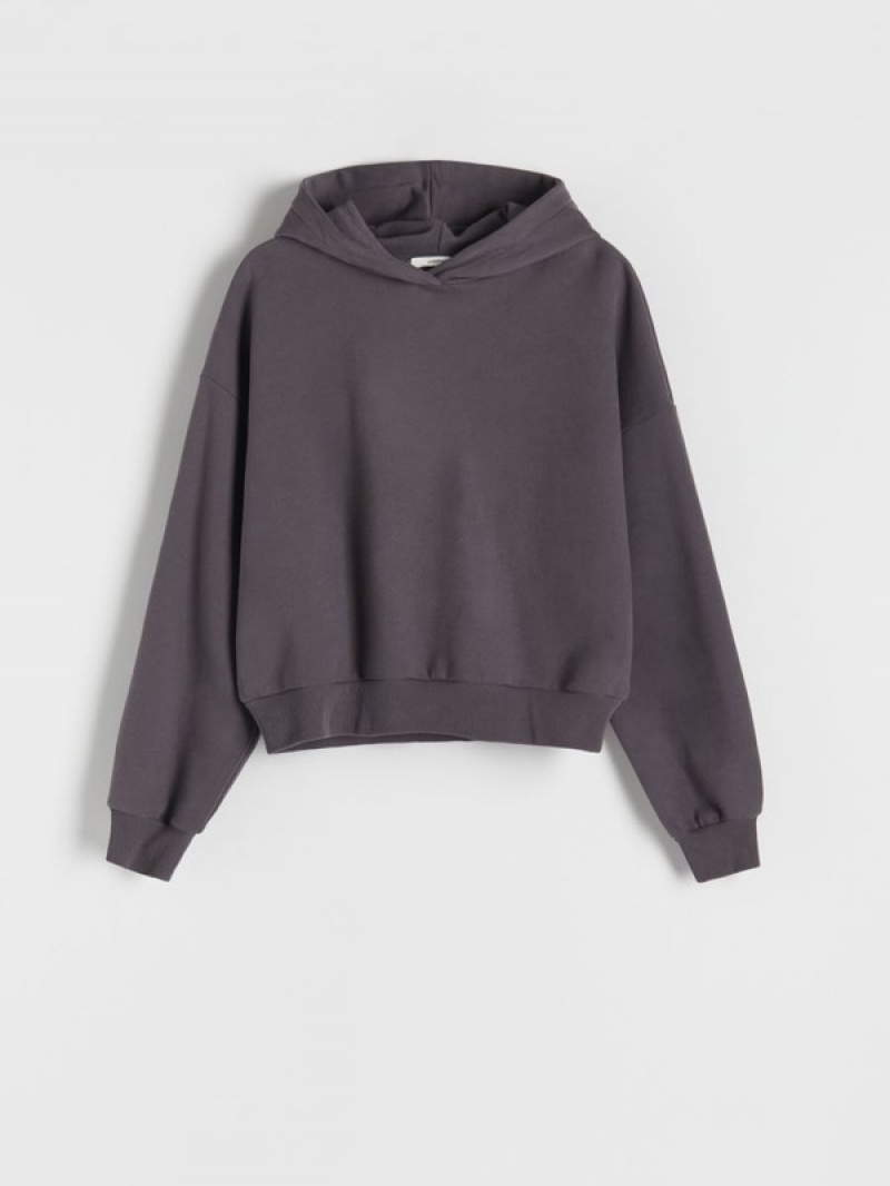 Dark Grey Reserved Cotton Women's Sweatshirts | OUBR-32518