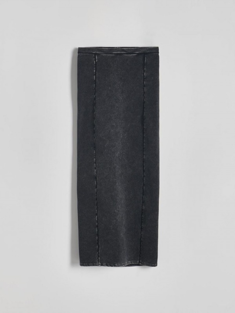 Dark Grey Reserved Jersey Midi Women's Skirts | PUZR-48957