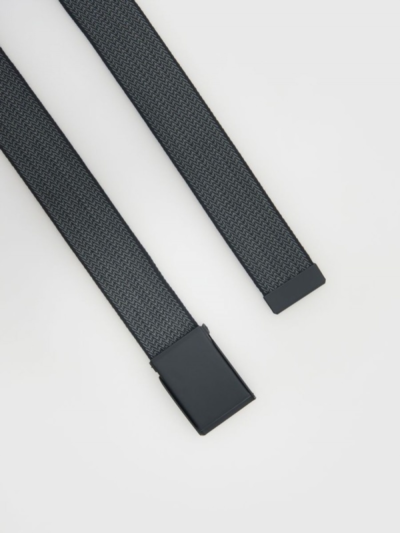 Dark Grey Reserved Patterned Webbing Men's Belts | GYVO-60739