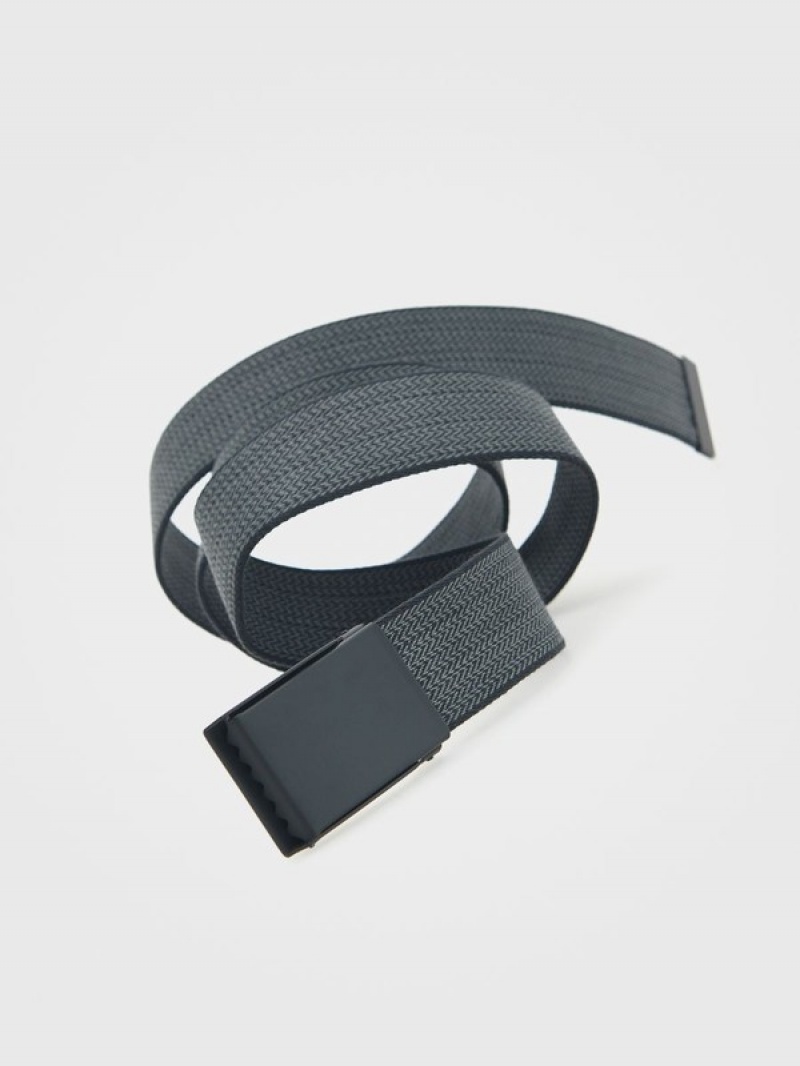 Dark Grey Reserved Patterned Webbing Men's Belts | GYVO-60739