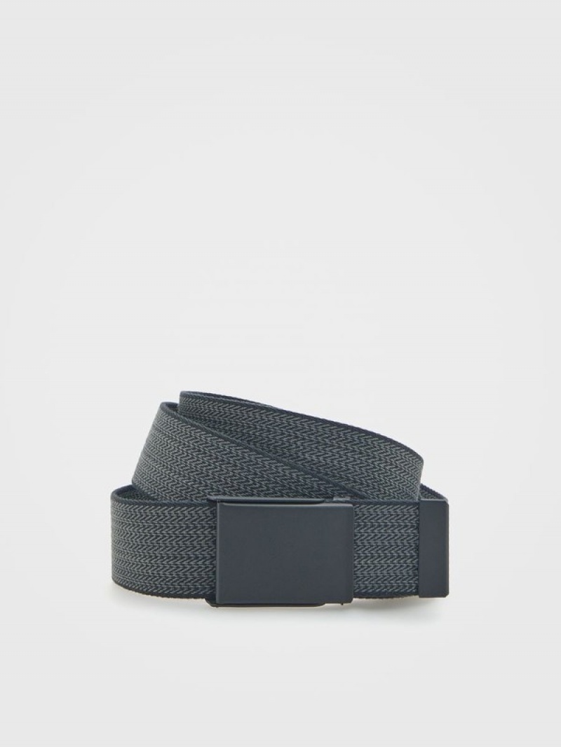 Dark Grey Reserved Patterned Webbing Men\'s Belts | GYVO-60739