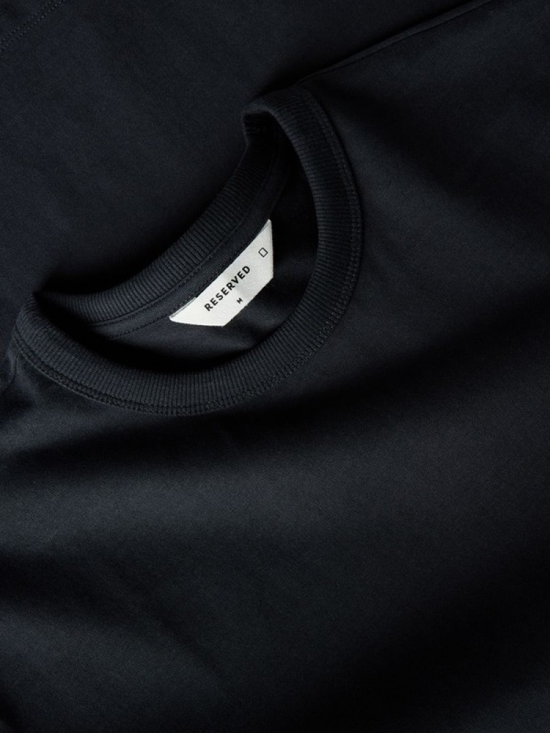 Dark Grey Reserved Plain Boxy Men's T-shirts | DHXI-02159