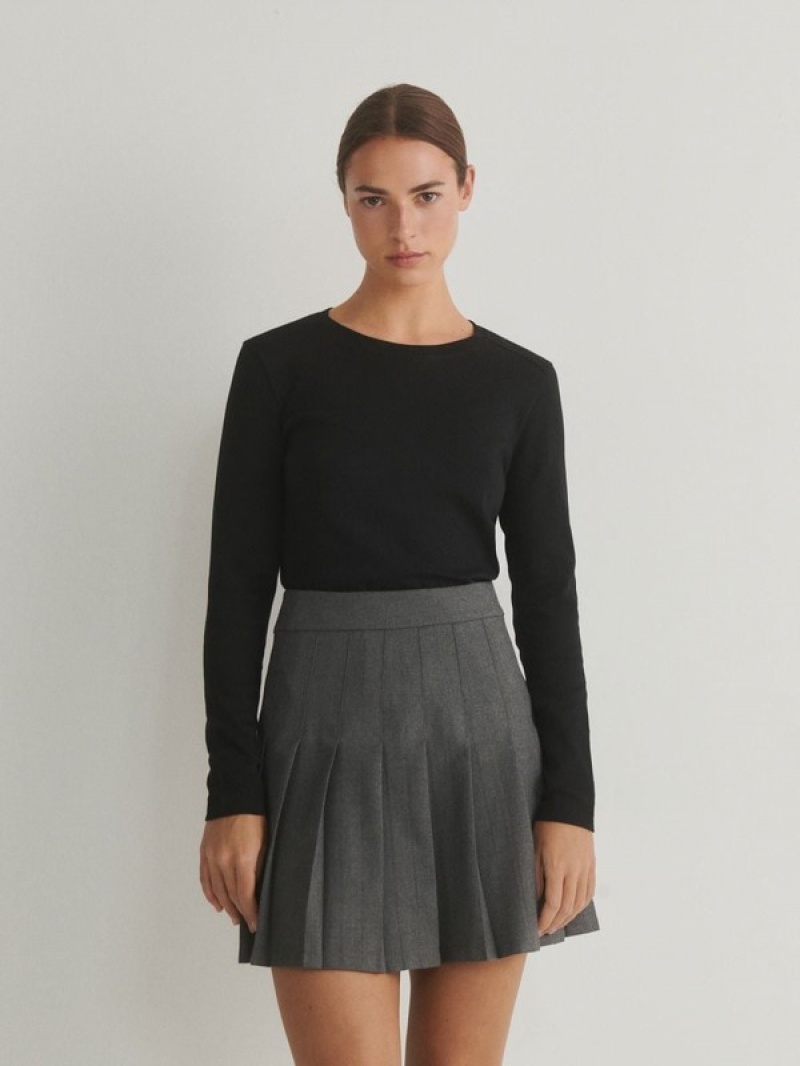 Dark Grey Reserved Pleated Mini Women's Skirts | JFWU-63842