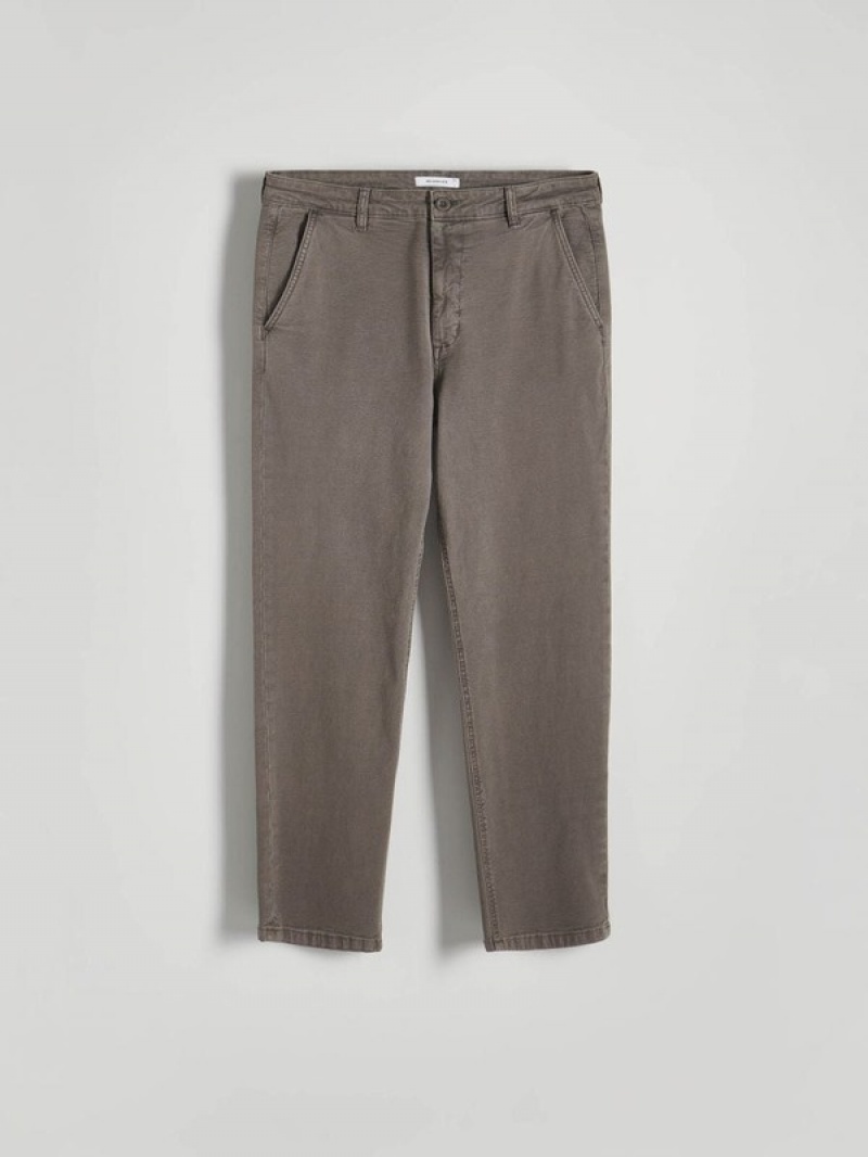 Dark Grey Reserved Regular Fit Chino Men's Trousers | FLKO-14620