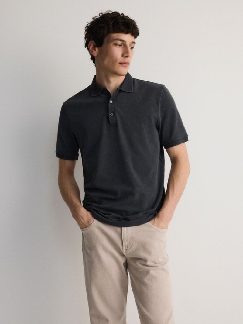 Dark Grey Reserved Regular Fit Men's Polo Shirts | BUHL-14038