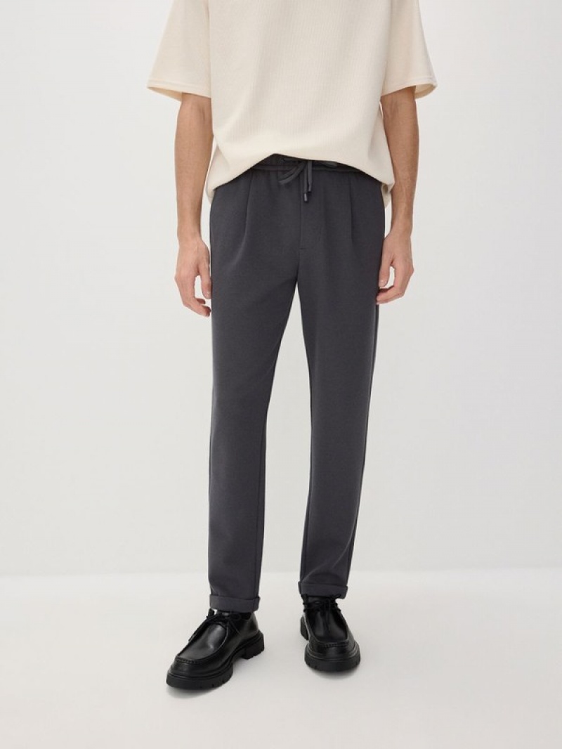 Dark Grey Reserved Regular Men's Trousers | JZAV-31657