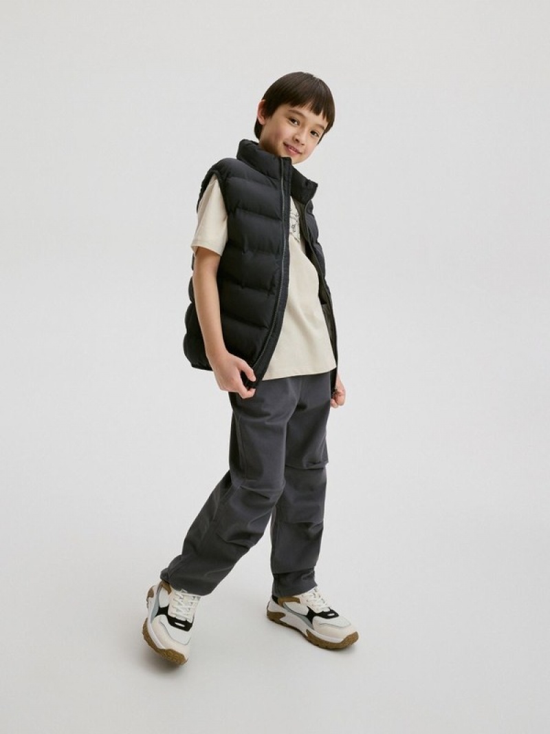 Dark Grey Reserved Stand Up Collar Boys' Jackets | CPFR-85169