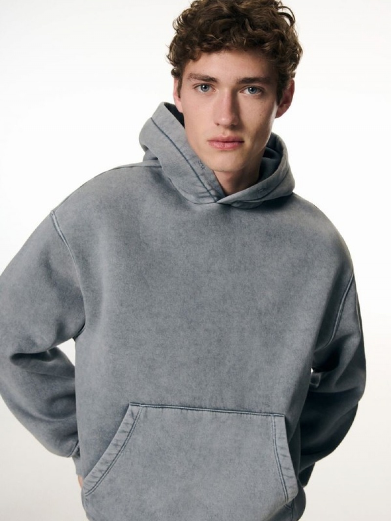 Dark Grey Reserved Sweatwash Effect Men's Sweatshirts | SUJP-92513