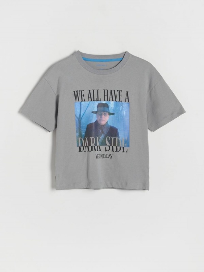 Dark Grey Reserved Wednesday Boys' T-shirts | MBAO-69754