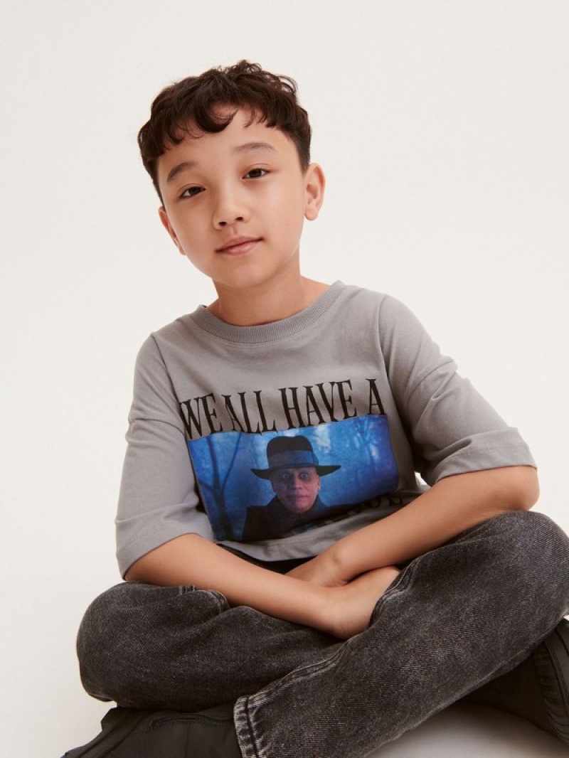 Dark Grey Reserved Wednesday Boys' T-shirts | MBAO-69754