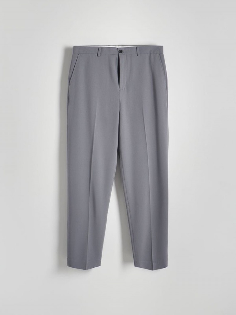 Dark Grey Reserved Wide Leg Men's Trousers | UVKF-59832