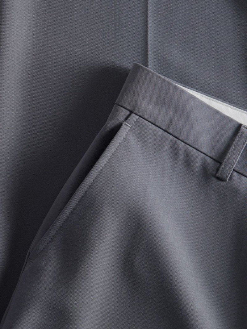 Dark Grey Reserved Wide Leg Men's Trousers | UVKF-59832