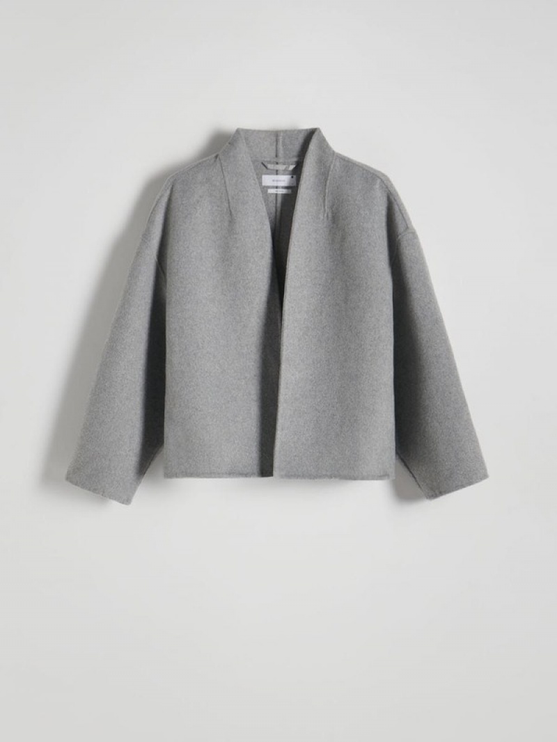 Dark Grey Reserved Wool Blend Women's Jackets | SMUB-08795