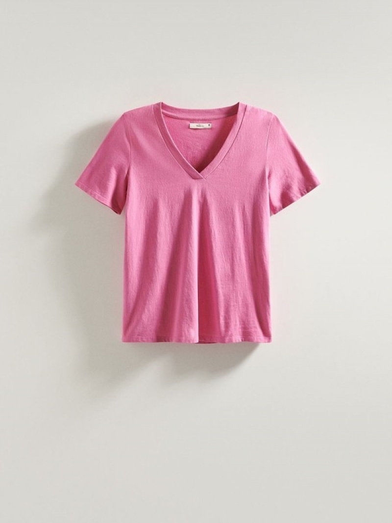 Fuchsia Reserved Cotton Women's T-shirts | BKZR-28035