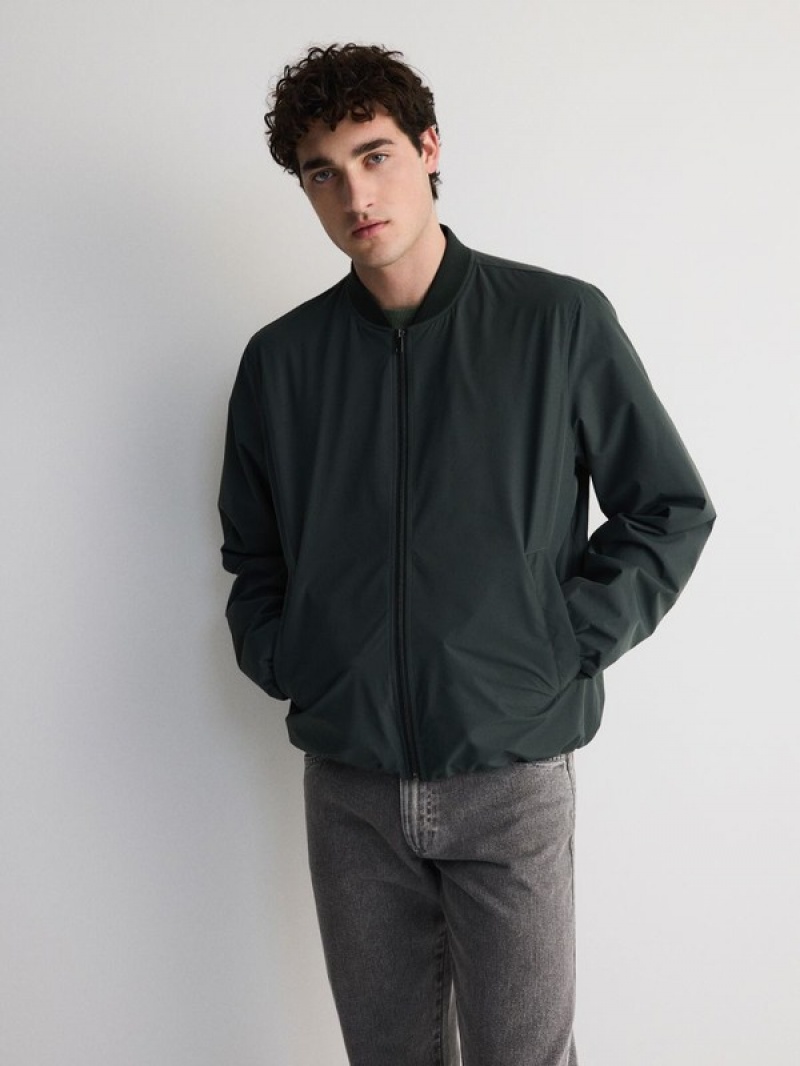 Green Reserved Bomber Men's Jackets | MXQC-47203