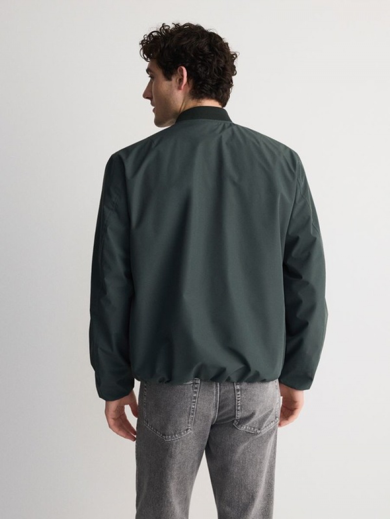 Green Reserved Bomber Men's Jackets | MXQC-47203