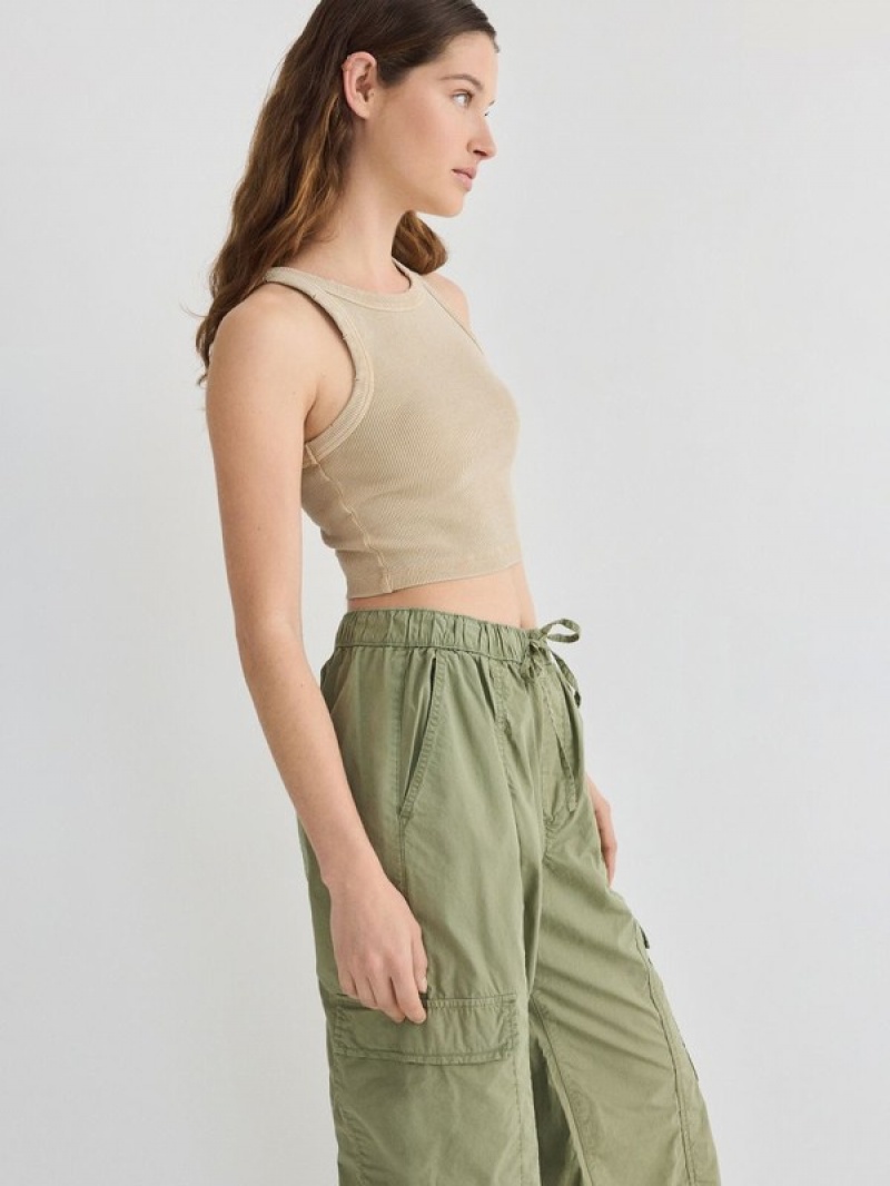 Green Reserved Cargo Women's Trousers | FYNS-70196