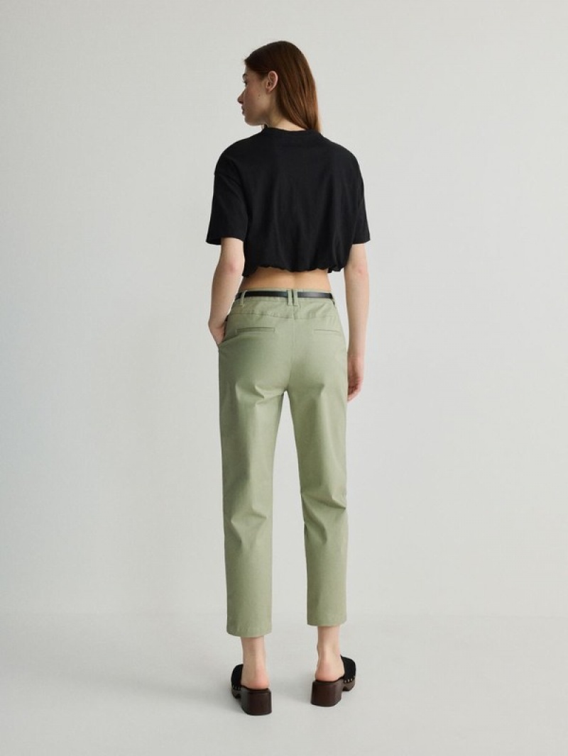 Green Reserved Chino With Women's Trousers | JHNV-86715