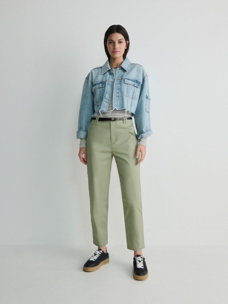 Green Reserved Chino With Women's Trousers | KRGV-76594