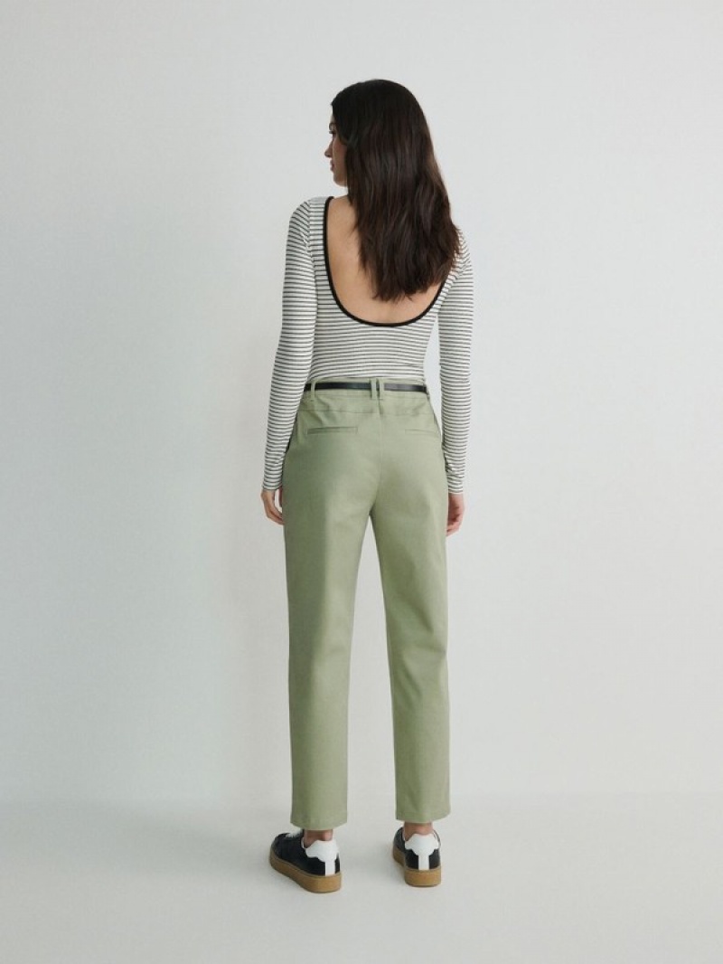 Green Reserved Chino With Women's Trousers | KRGV-76594