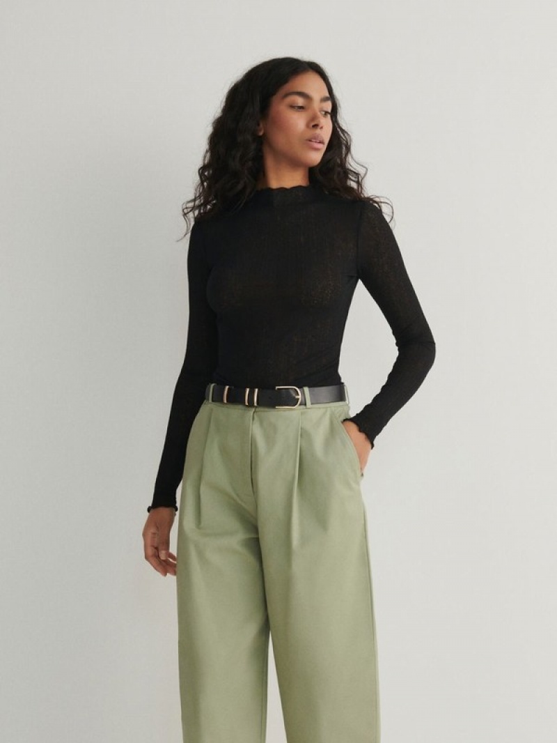 Green Reserved Chino With Women's Trousers | HQOK-85074