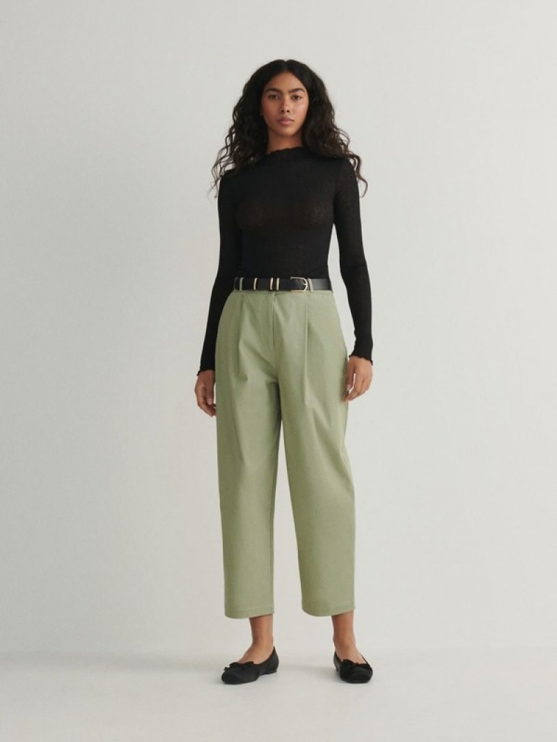 Green Reserved Chino With Women\'s Trousers | HQOK-85074