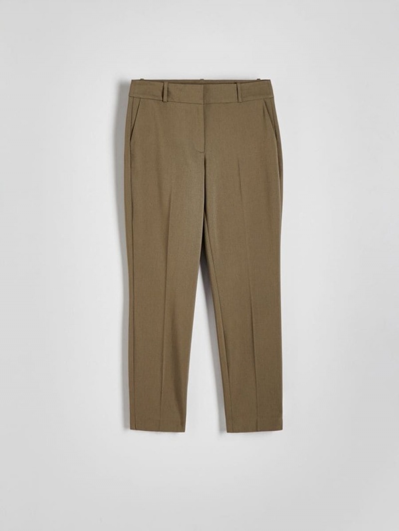 Green Reserved Cigarettepressed Crease Women's Trousers | TWPC-38165