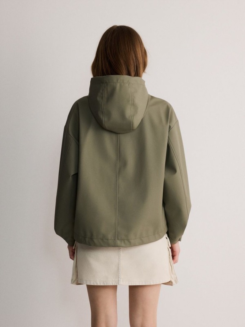 Green Reserved Cropped Rain Women's Jackets | OFQS-60812