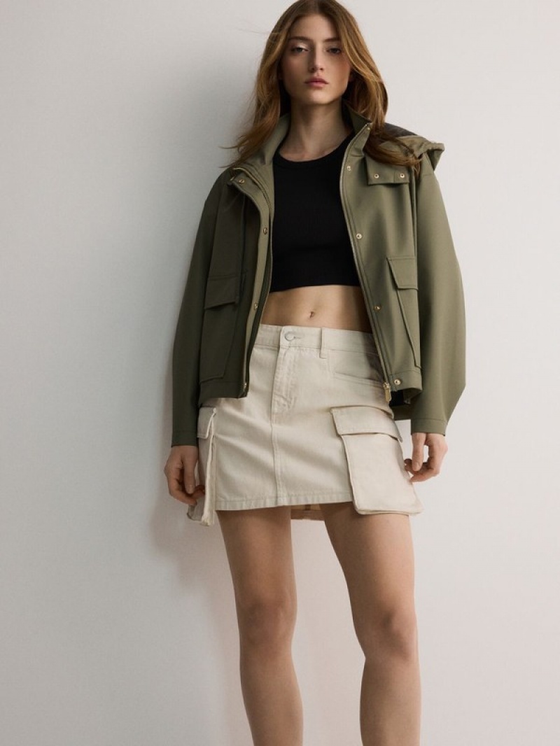 Green Reserved Cropped Rain Women's Jackets | OFQS-60812