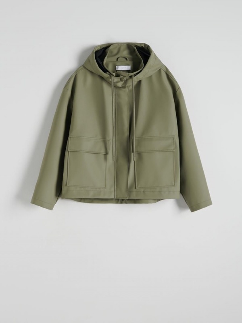 Green Reserved Cropped Rain Women's Jackets | OFQS-60812