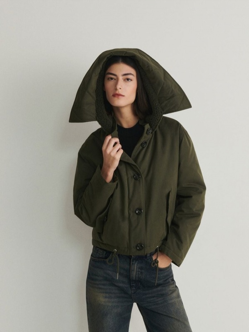 Green Reserved Cropped Women's Jackets | RPYD-60429